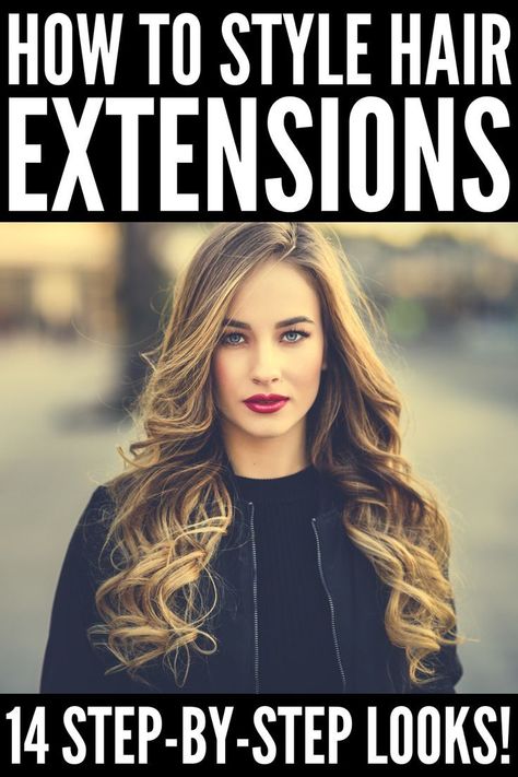 How To Style Your Hair With Clip In Extensions, Hairstyles For Hair Extensions Hairdos, Hairstyles For Extensions Ideas, Style Hair Extensions Long Hairstyles, Styling Long Extensions, Hairstyles For Weft Extensions, How To Style Hair Extensions Hairstyles, How To Style Long Extensions, Hair Styles With Weft Extensions