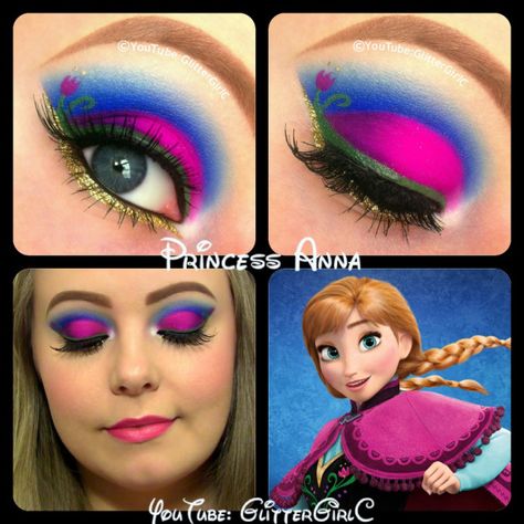 Disney frozen princess anna makeup Princess Anna Makeup, Anna Makeup, Disney Eye Makeup, Frozen Makeup, Disney Inspired Makeup, Disney Princess Makeup, Disney Eyes, Fantasy Make-up, Halloween Make-up Looks