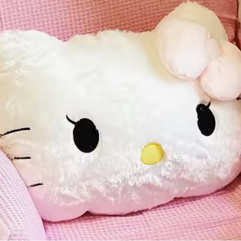 Large Cute Hello Kitty pillow #Kawaii Kitty Pillow, Hello Kitty Pillow, Pillow Pink, Cute Hello Kitty, Home Accessory, Pink White, Home Accessories, Hello Kitty, Kitty