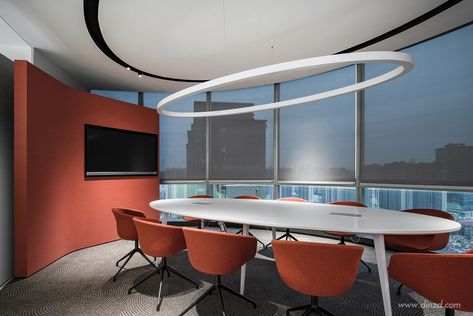 Green Feed, Open Office Design, Meeting Room Design, Red Office, Office Meeting Room, Interior Office, Modern Office Design, Flexible Space, Collaboration Space