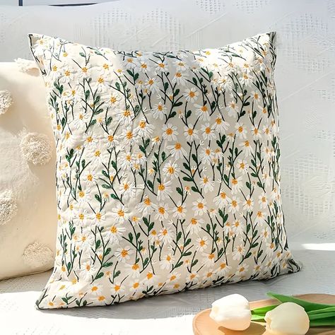 Spring Throw Pillows, Daisy Pillows, Scandinavian Pillows, Embroidered Throw Pillows, Flower Throw Pillows, Room Couch, Floral Pillow Cover, Flower Pillow, Sofa Cushion Covers