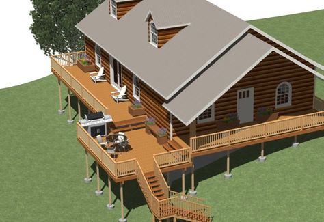 Building a Multi-Level Deck | Chief Architect Help Database Back Deck Designs, Cabin Deck, Landscaping Around House, Multi Level Deck, Laying Decking, Backyard Ideas For Small Yards, Deck Construction, Deck Designs Backyard, Wrap Around Deck