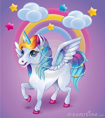 Cute baby cartoon unicorn with wings on rainbow background, cartoon illustration Unicorn Pics, Two Unicorns, Unicorn With Wings, Unicorn Picture, Unicorn Wallpaper Cute, Cute Rainbow Unicorn, Unicorn Artwork, Unicorn Wings