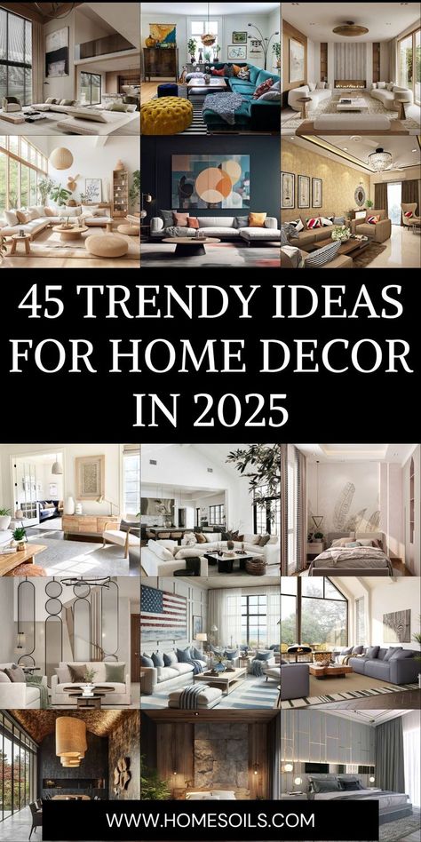 Trendy home decor in 2025 combines warm neutrals, jewel tones, and sustainable designs for timeless elegance. Statement lighting and natural stone accents elevate interiors with both function and style. Trending Home Decor 2024, 2025 Home Decor, 2025 Home Decor Trends Interiors, 2025 Decor Trends, Types Of Decor Styles Interior Design, 2025 Home Decor Trends, Latest Decorating Trends, Front Room Decor, Different Home Decor Styles