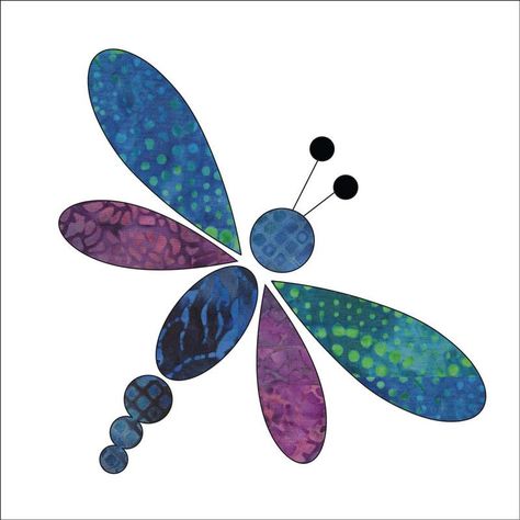 Urban Elementz Batik Dragonfly Fusible Appliqué Shapes in Blue | Batiks