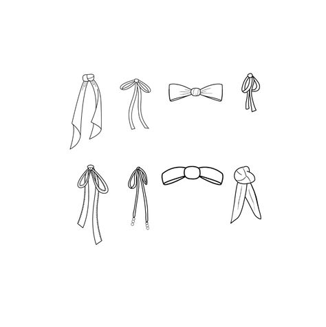 Ribbons and bows fashion flat templates / Technical Drawings / Fashion CAD Designs for Adobe Illustrator / Fashion flat sketch - Payhip Fabric Knot Drawing, Tie Flat Sketch, Fashion Design Template Clothes, Flat Technical Drawing, Ribbon Technical Drawing, How To Draw A Belt, Fashion Flat Template, Ribbon Drawing, Bows Fashion