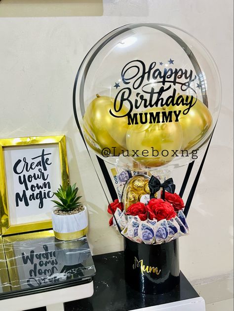 Money Balloon Bouquet, Hot Air Balloon Gift, Money Balloon, Happy Birthday Mummy, Money Gifts, Money Bouquet, Balloon Gift, Money Gift, Balloon Bouquet