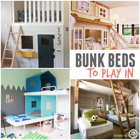 Kids Bunk Bed Ideas, Bunk Bed Playhouse, Best Bunk Beds, Diy Seng, Kids Double Bed, Murphy Bunk Beds, Bunk Beds Small Room, 3 Bunk Beds, Cabin Bunk Beds