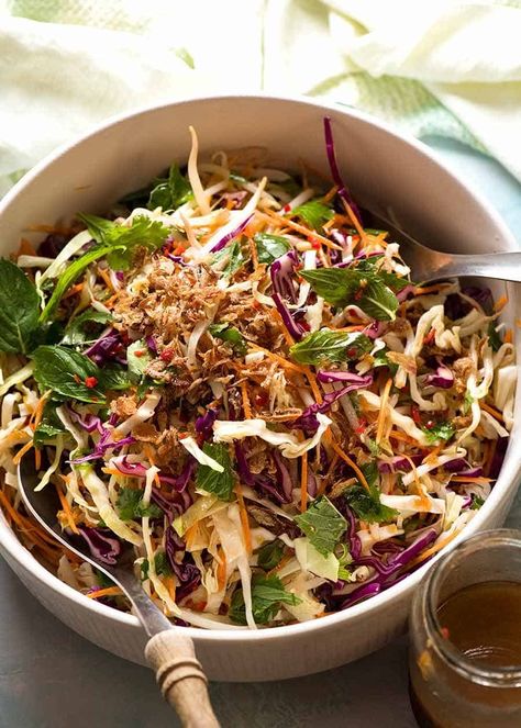 Asian Slaw - healthy, crunchy Asian Cabbage Salad Recipetineats Recipes, Crunchy Asian Salad, Asian Cabbage Salad, Asian Salads, Salad Add Ins, Recipe Tin Eats, Asian Dressing, White Salad, Mayo Salad