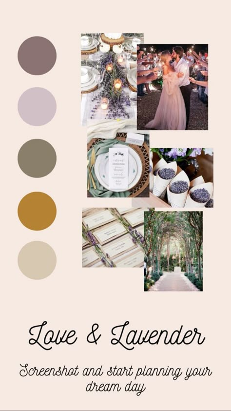 Wedding Colour Schemes Lavender, Lavender And Copper Wedding, Filipiniana Wedding Color Palette, Lilac And Champagne Wedding Colors, Muted Neutral Wedding, Lavender Wedding Theme Color Schemes, Lavender And Brown Wedding, Lavendar Wedding Color Schemes, Lavender Wedding Palette