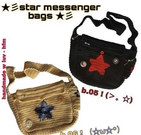 Crochet Bag With Pockets, Star Messenger Bag Crochet, Star Messenger Bag, Crochet Bag Strap, Crochet Patches, Crochet Messenger Bag, Messenger Bag Patterns, School Bag Essentials, Crochet Fairy