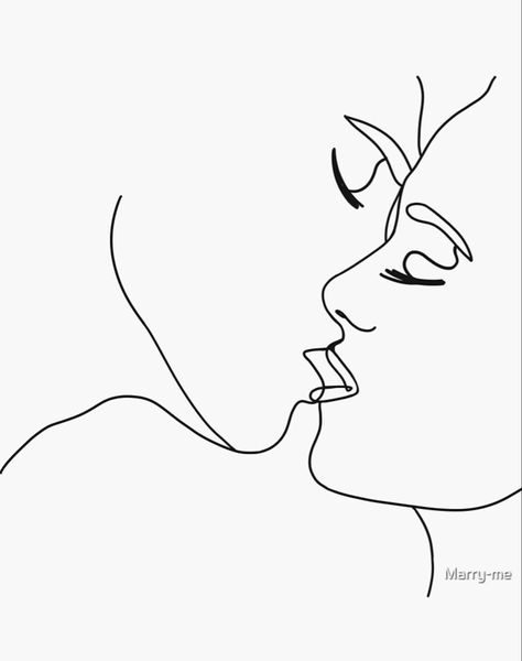 Man And Woman Kissing Drawing, People Kissing Drawing, Couples Kissing Drawing, Kissing Drawing, Kiss Sticker, People Kissing, Profile Drawing, Kiss Art, Person Drawing