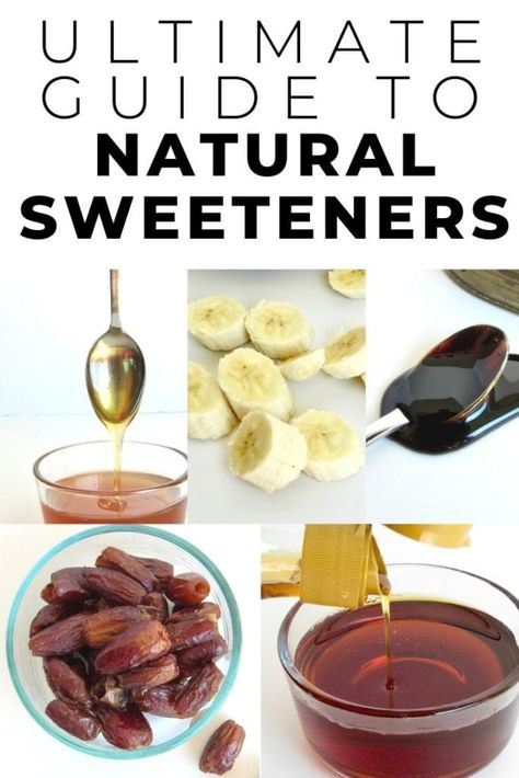 There are better for you options than refined white sugar, and today I’m sharing how to stock your real food pantry with the ultimate guide to unrefined natural sweeteners! I’ll detail out why I love these options, how they work in baking, along with recipes to go with them to get you started. Baking With Natural Sweeteners, How To Make Date Sugar, No Refined Sugar Desserts, Organic Baking Recipes, Date Sugar Recipes, Food Replacements, Honey Oatmeal Cookies, Organic Sweets, Calorie Density