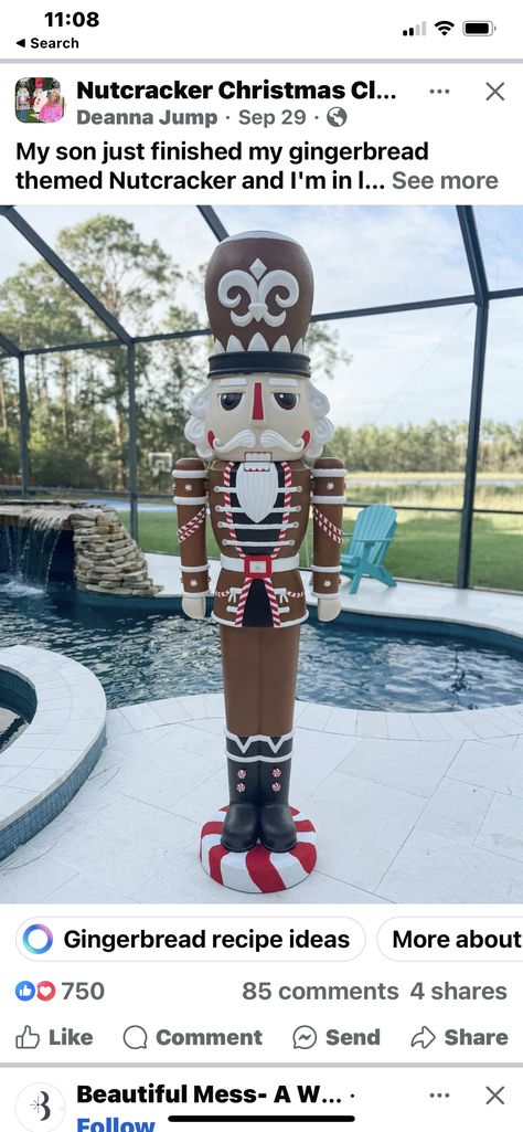 Gingerbread Nutcracker, How To Paint A Wooden Nutcracker, Wooden Nutcracker Painting Ideas Diy, Nut Cracker Diy Painting, Walmart Nutcrackers Painted, Walmart Nutcracker Painted, Gingerbread Recipe, Beautiful Mess, Nutcracker Christmas