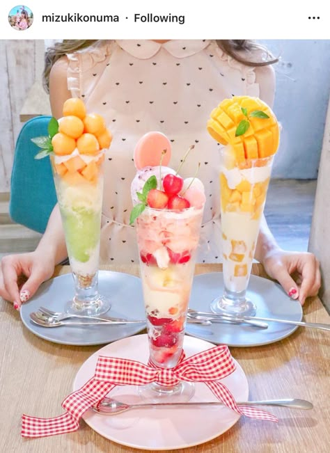 Aesthetic Parfait, Cute Parfait, Japanese Parfait, Cute Meals, Parfait Design, Bento Lunchbox, Parfait Desserts, Studying Food, Party Food Buffet