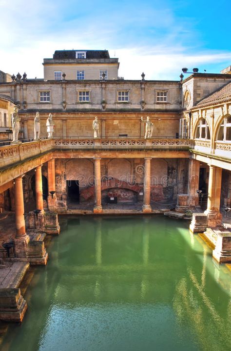 Roman Baths, Bath, England. View looking down over the ancient Roman Baths in Ba , #ad, #Bath, #England, #Roman, #Baths, #View #ad Roman Aesthetic Ancient, Roman Structures, Ancient Rome Aesthetic, Roman Baths Bath, Inn Keeper, Hidden Castle, Things To Do In Bath, Roman Aesthetic, Roman Bath House