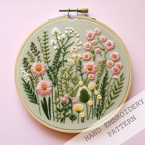 Wild Flower Embroidery Pattern, Flower Garden Embroidery, Wild Flower Embroidery, Embroidery Patterns Easy, Embroidery Hacks, Embroidery Nature, Wildflower Embroidery, Water Soluble Paper, Point Art