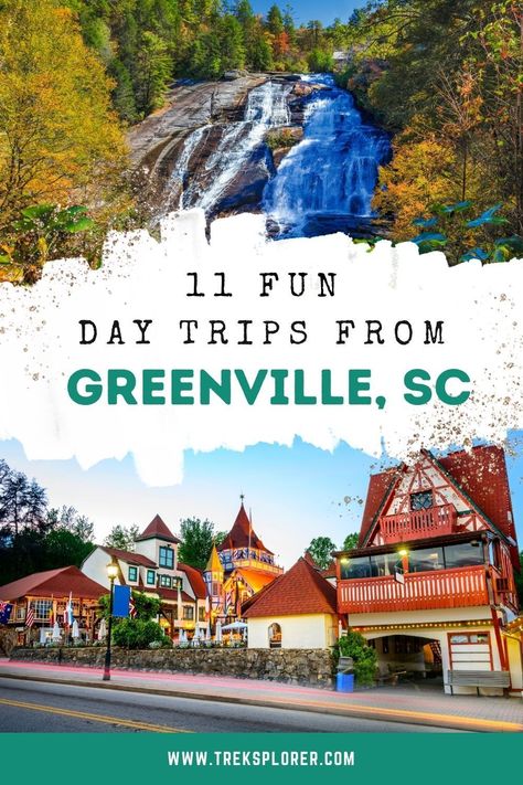 Looking for day trips from Greenville, SC? Head to Asheville, NC for arts and dining, explore the natural beauty of DuPont State Forest, and enjoy the historic charm of Helen, GA. A perfect blend of culture, nature, and history! Chimney Rock State Park, Congaree National Park, Helen Ga, South Carolina Vacation, South Carolina Travel, Popular Travel Destinations, Greenville South Carolina, Table Rock, Usa Travel Destinations