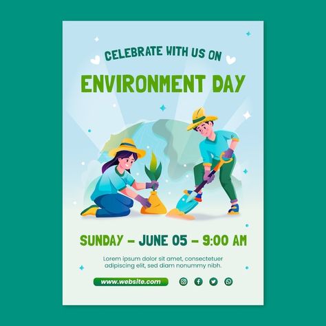 Pubmat Layout, World Environment Day Poster, Environment Day Poster, World Environment Day Posters, Poster Reference, Earth Hour, Vector Gradient, Infographic Poster, Environment Day