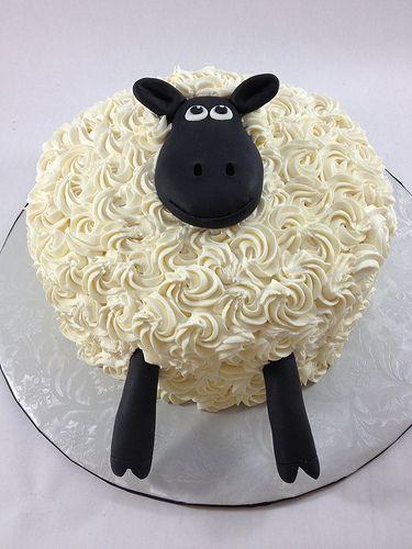 Sheep Cake | Buttercream sheep cake with fondant face and le… | Allison | Flickr Sheep Decorations, Easter Cake Designs, Decorations For Cakes, Courgette Cake, Sheep Cake, Torte Creative, Red Birthday Cakes, Lamb Cake, Farm Cake