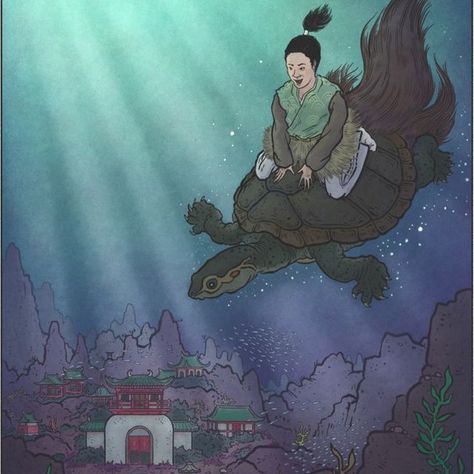 The Yokai Guy (Matthew Meyer) on Instagram: "How many years of your life would you give to live in a palace under the sea? Read today's post: 🐢 yokai.com/urashimatarou 🐢💦 Support my work: 🐟 patreon.com/osarusan 🐉" Japanese Palace, Japanese Yokai, Japanese Mythology, Dragon King, Japanese Folklore, Urban Legends, Mythical Creatures, Under The Sea, Palace