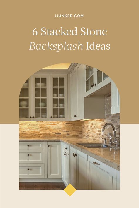 Stone Kitchen Ideas, Airstone Backsplash, Stone Backsplash Ideas, Kitchen Backsplash Ideas Brown Cabinets, Stacked Stone Backsplash, Rock Backsplash, How To Clean Stone, Tan Kitchen, Backsplash With White Cabinets