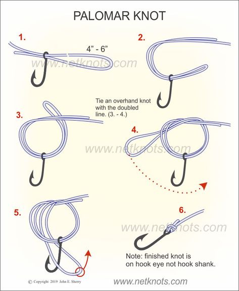 Uni Knot Fishing, Fishing Knots Step By Step, Palomar Knot Fishing, Fishing Knots Tutorials, Uni Knot, Palomar Knot, Fishing Line Knots, Fishing Hook Knots, Hook Knot