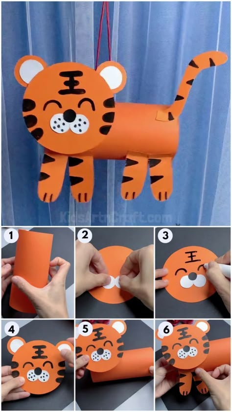 Tiger Toilet Paper Roll Craft, Jungle Crafts, Prek Crafts, Diy Animals, Tiger Crafts, Baby Art Projects, Toilet Paper Crafts, Bible Crafts For Kids, Kids Crafting