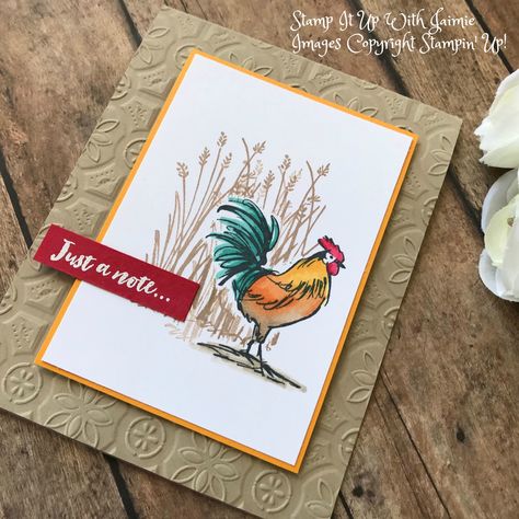 Stampin' Up! Home To Roost Rooster Images, Home To Roost, Bird Cards, Stamping Up Cards, Animal Cards, Card Tutorials, Creative Outlet, Card Sketches, Stamping Up