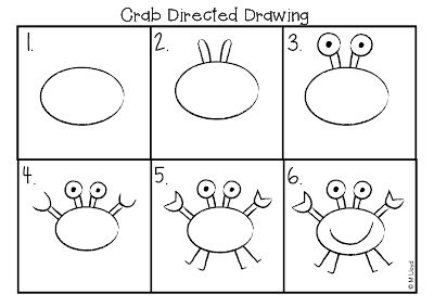 Art for the Class: Crab Classroom Art Project Directed Drawing Kindergarten, Kindergarten Drawing, Ocean Theme Preschool, Ocean Drawing, Kindergarten Art Lessons, Crab Art, Kindergarten Art Projects, Drawing Lessons For Kids, Directed Drawing