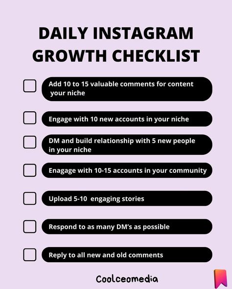 Do you have a daily instagram growth checklist? What would you add to this list? Remember to follow us for more instagram growth tips __________________ Instagram Template, Social Media Templates, Instagram Feed, Instagram Templates, Small Business Instagram, Branding, Instagram Aesthetics, Aesthetic Templates, Instagram marketing, digital products, social media marketing, content creation, online business, branding guide . . . . . . . . . #Instagramtips #instagramstrategy #instagrammark... Instagram Growth Tips, Branding Guide, Instagram Insights, Small Business Instagram, Aesthetic Templates, Airbnb Promotion, Template Social Media, Business Instagram, Social Media Marketing Content