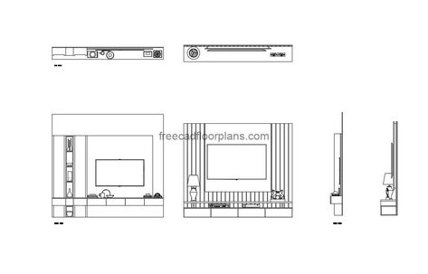 2 Modern TV Units - Free CAD Drawings Tv Unit Detail Drawing, Pool Houses Plans, House Plans Design, Floor Plans House, One Storey House, Car Detail, Modern Tv Units, Kitchen Layout Plans, Unit Design