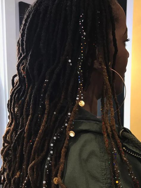 Loc Crystals, Alternative Loc Styles, Loc Sprinkles Locks, Loc Sprinkles, Short Dreadlocks Styles, Short Locs Hairstyles, Faux Locs Hairstyles, Loc Jewelry, Dreadlock Styles