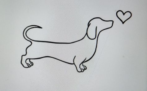 Dachshund Outline Drawing, Dachshund Silhouette Tattoo, Weenie Dog Tattoo Dachshund, Spaniel Outline Tattoo, Dachshund Outline Tattoo, Small Dachshund Tattoo, Daschund Tattoo Minimalist, Daschund Drawing, Sausage Dog Tattoo