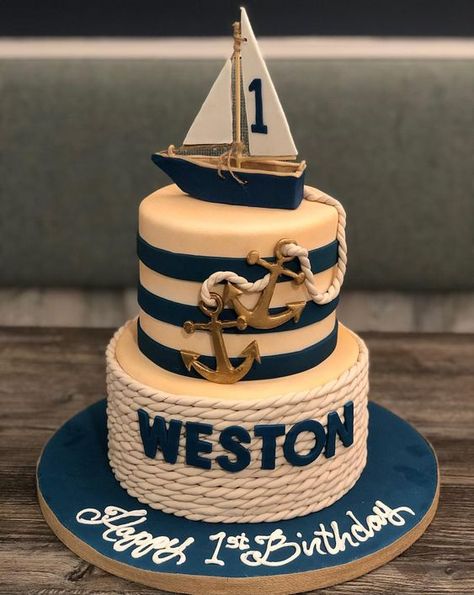 loce the nautical look of this cake Nautical Themed Cake, Boat Cake Ideas, Nautical Birthday Cakes, Mac Cake, Anchor Cakes, Anchor Birthday, Sailor Birthday, Boat Cake, Cake Wallpaper