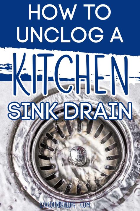 Follow these simple steps to unclog and clean your nasty and smelly kitchen sink drain. You may be able to avoid calling a plumber if the clog is not too bad! No more standing water and stinky drain. Kitchen Sink Clogged, Housekeeping Schedule, Sink Repair, Clean Kitchen Sink, Clean Garage, Diy Cleaning Hacks, Cleaning Motivation, Kitchen Cleaning Hacks, Sink Drain