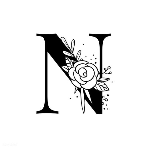 Botanical capital letter N vector | free image by rawpixel.com / Tvzsu Letter N Tattoo, N Letter Design, Botanical Capital Letter, Lettering Tattoo Design, N Tattoo, Botanical Alphabet, Alphabet Capital Letters, Family Tattoo Designs, Dream Catcher Art