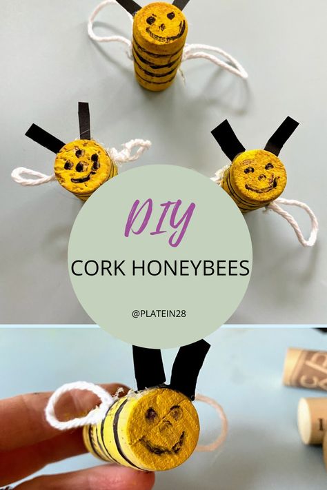 Summer Nature Crafts, Vegetable Activity For Kids, Food Crafts For Kids, Cork Display, Kids Play Ideas, Fish Shaped Pillow, Bee Craft, Diy Cork, Wine Cork Ornaments