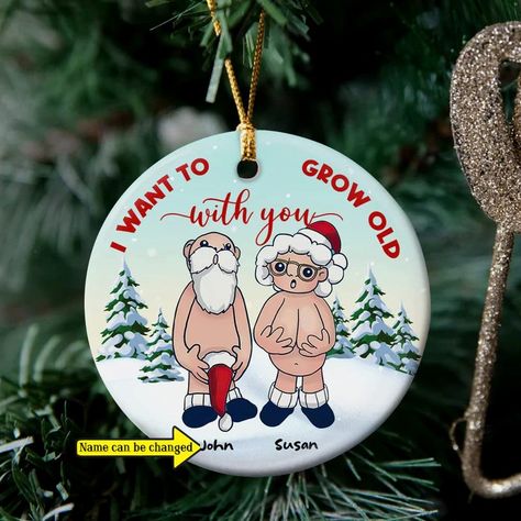 Personalized I Want to Grow Old With You Ceramic Ornament - Etsy Australia Christmas Husband, Couples Christmas Ornament, Ceramic Christmas Decorations, Old Couple, Name Christmas Ornaments, Couple Christmas, Couples Ornaments, Star Snowflake, Christmas Gifts For Couples