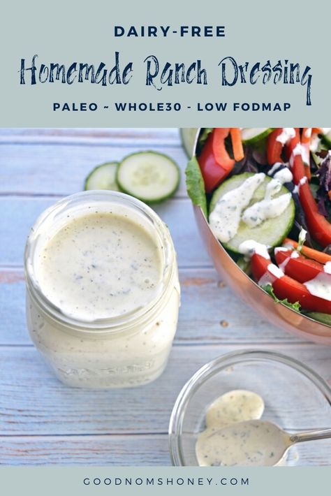 Gluten Free Dairy Free Low Fodmap Recipes, Low Fodmap Ranch, Dairy Free Dressing, Budget Dinners, Ranch Dressing Recipe Homemade, Low Fodmap Diet Recipes, Dairy Free Recipes Dinner, Fodmap Diet Recipes, Paleo Salads