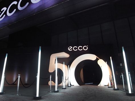 2013 ecco 50th Anniversary on Behance Event Entrance Design, 20th Anniversary Ideas, Event Venue Design, Corporate Anniversary, Classical Facade, Event Entrance, Company Anniversary, Event Advertising, Interactive Walls