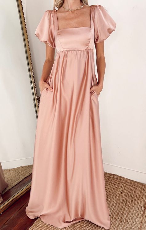 Peach Floral Dress Bridesmaid, Dusty Pink Maxi Dress, Pink Dress For Wedding Bridesmaid, Formal Floor Length Gown, Lavender Floor Length Dress, Mormon Bridesmaid Dress, Victorian Style Bridesmaid Dresses, Rose Gold Wedding Guest Dress, Plus Size Pink Bridesmaid Dresses