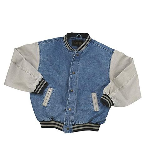 TRENDWAVE SPORTSWEAR Cotton-Washed Vintage Denim Varsity Jacket with Khaki Sleeves (Large) Denim Varsity Jacket, Png Clothes, Moda Jeans, Swaggy Outfits, Dream Clothes, Vintage Denim, Denim Wash, Aesthetic Clothes, Fashion Inspo Outfits