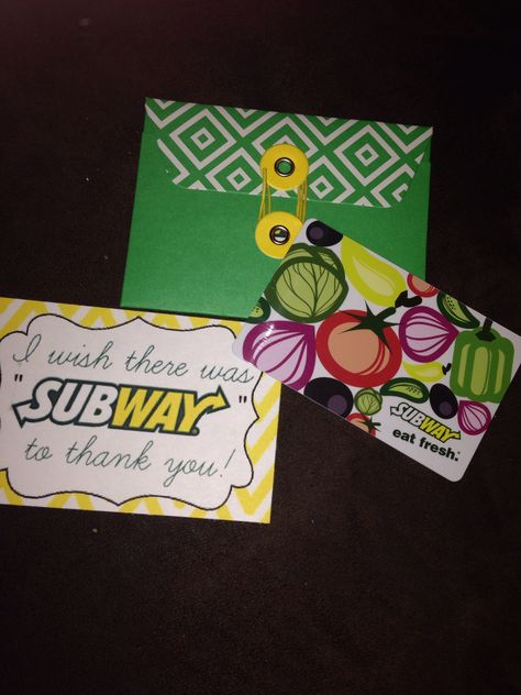 Happy teacher appreciation week!  I gave my team a gift card to subway because I know how much they love going there for lunch.  I designed the printable of the saying and found the little envelopes that were the perfect size for the gift cards. Subway Gift Card Ideas, Happy Teacher Appreciation Week, Subway Gift Card, Team Appreciation, Gift Card Ideas, Appreciation Gifts Diy, Teacher Appreciation Gifts Diy, Happy Teacher, Appreciation Ideas