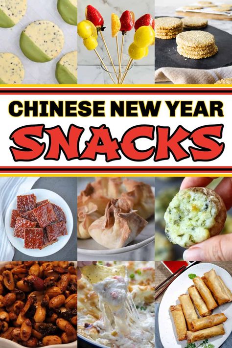 33+ Lucky Chinese New Year Snacks Chinese New Year Food For Kids, Chinese New Year Party Ideas, Longevity Noodles, New Year's Snacks, Cream Cheese Puffs, Pork Jerky, Chinese New Year Food, Shrimp Toast, Peanut Candy