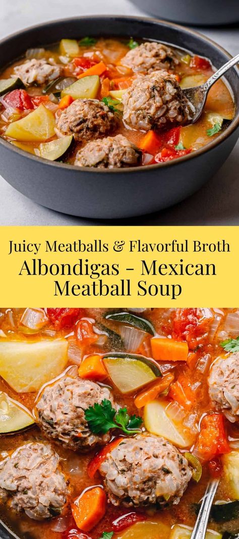 Albondigas In Crockpot, Albondigas Soup Instant Pot, Supper Ideas Cold Weather, Albondigas Meatballs Recipe, Albondigas Soup Recipe Instant Pot, Meatballs Soup Mexican, Meatball Soup Mexican, Chipotle Albondigas Soup Recipe, Albondigas Soup Recipe Crockpot