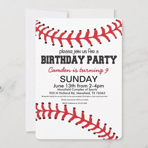 PERSONALIZED KIDS BASEBALL BIRTHDAY INVITATION | Zazzle.com Kids Baseball Party, Baseball Party Invitations, Softball Birthday, Kids Softball, Baseball Birthday Invitations, Baseball Kids, Baseball Theme Birthday, Sports Birthday Invitations, Sports Theme Birthday