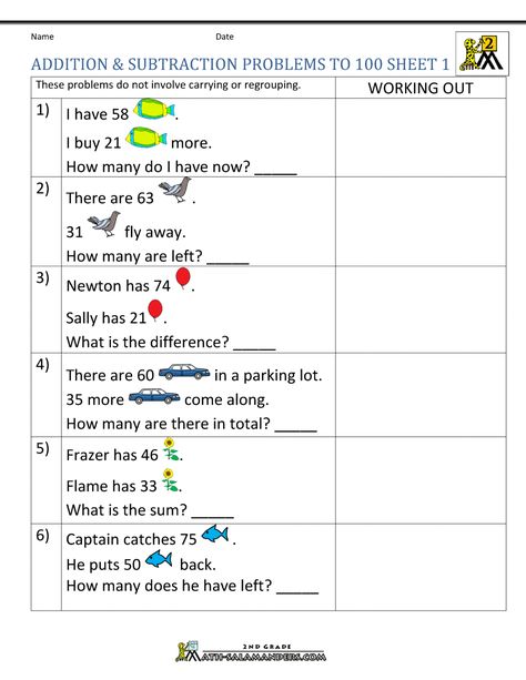 Subtraction Word Problems 2nd, Word Problems Grade 2, Word Problems 2nd Grade, Grade 2 Worksheets, Word Problem Games, Addition Words, Addition And Subtraction Practice, Addition Word Problems, Subtraction Practice