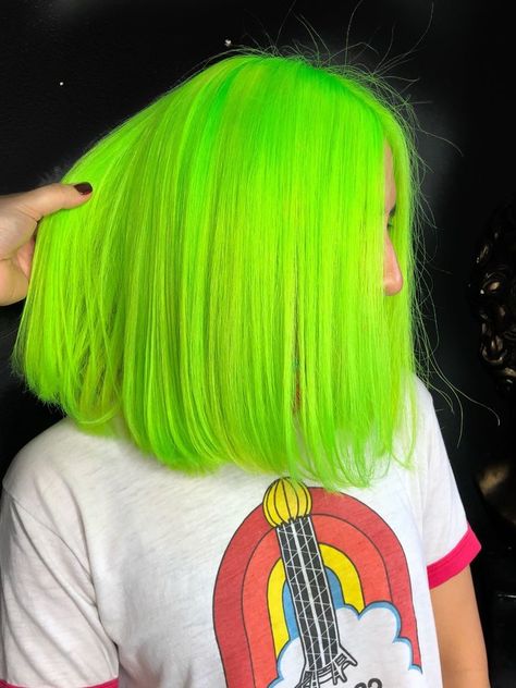 Neon Green Hair Color Bright Green Hair, Neon Hair Color, Neon Green Hair, Neon Hair, Green Wig, Hair Done, Dye My Hair, Hair Dye Colors, Brazilian Human Hair