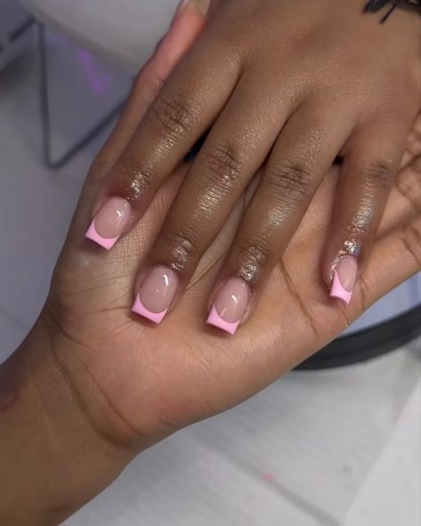 Pink Girly Nails, Sweet 13, Kingdom Minded, Pink French Tips, Pink French Nails, Girly Acrylic, Light Pink Nails, Simple Acrylic, Purple Nail Designs